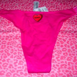 Victorias Secret Sexy PINK Thong String HOT! Valentine candy heart High Leg L XL